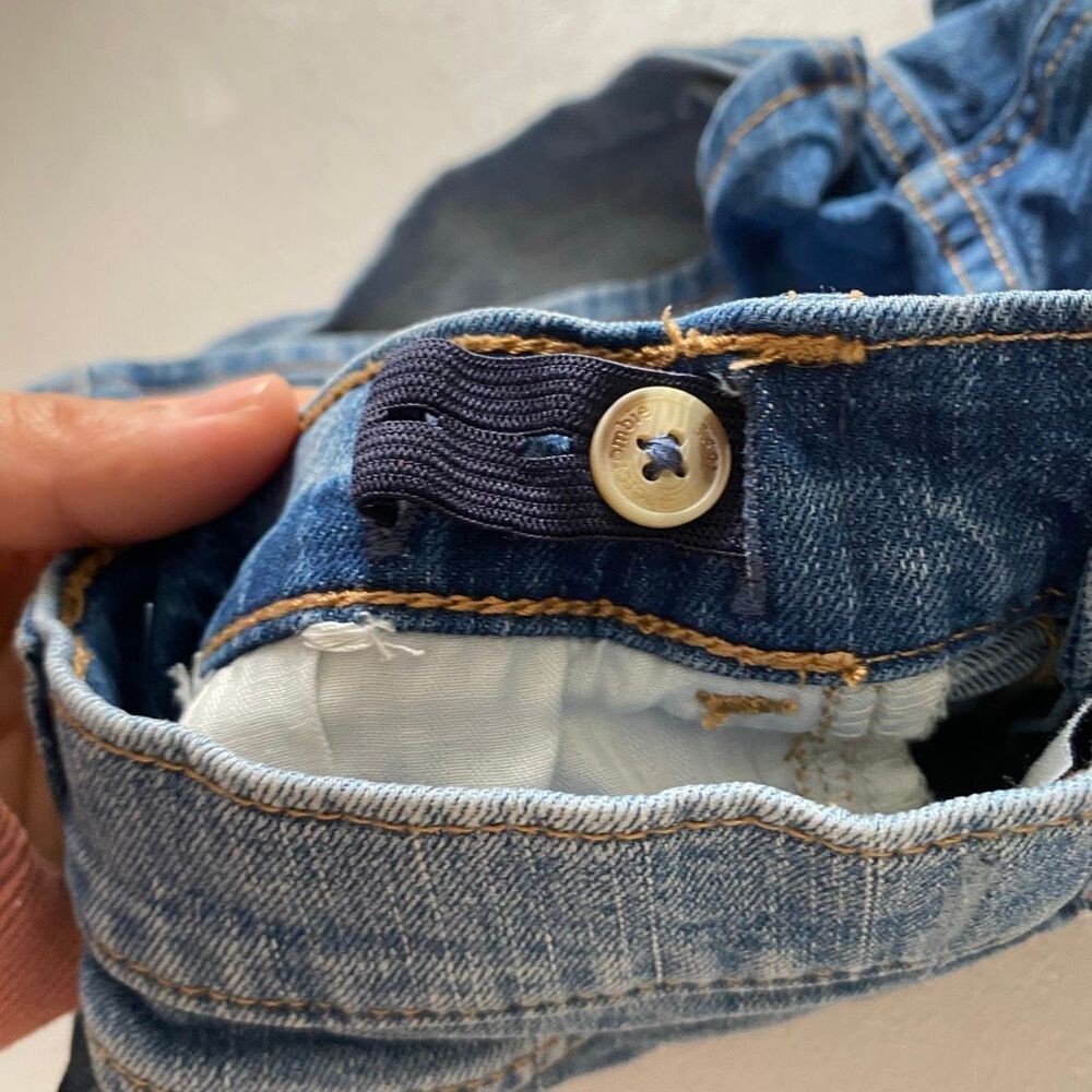Abercrombie Kids High Rise Mini Mom Shorts 9/10 Blue Denim Stretch Summer - Picture 9 of 10